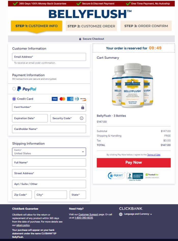 BellyFlush Official Website Secure Order Page